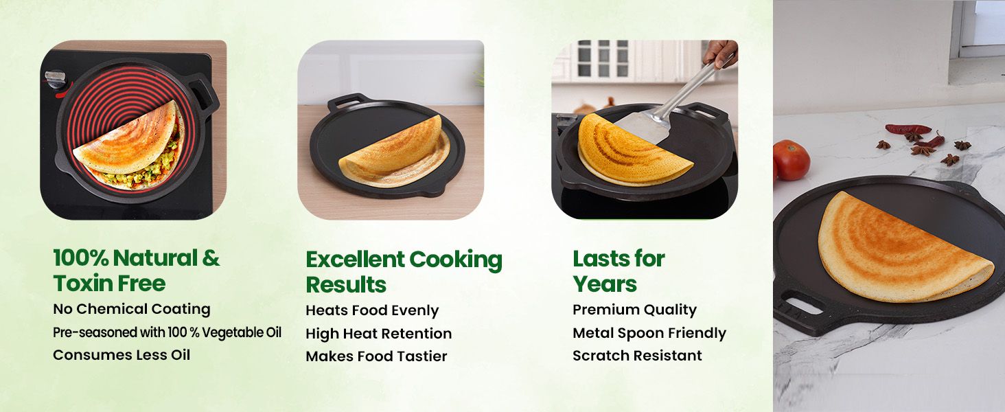 100% natural and toxin free, excellent cooking results, lasts for years